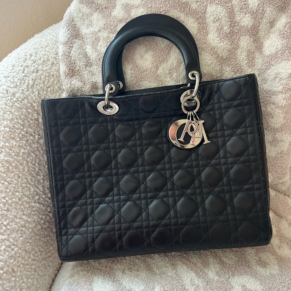 Lady Dior Black Cannage Large Lambskin Bag